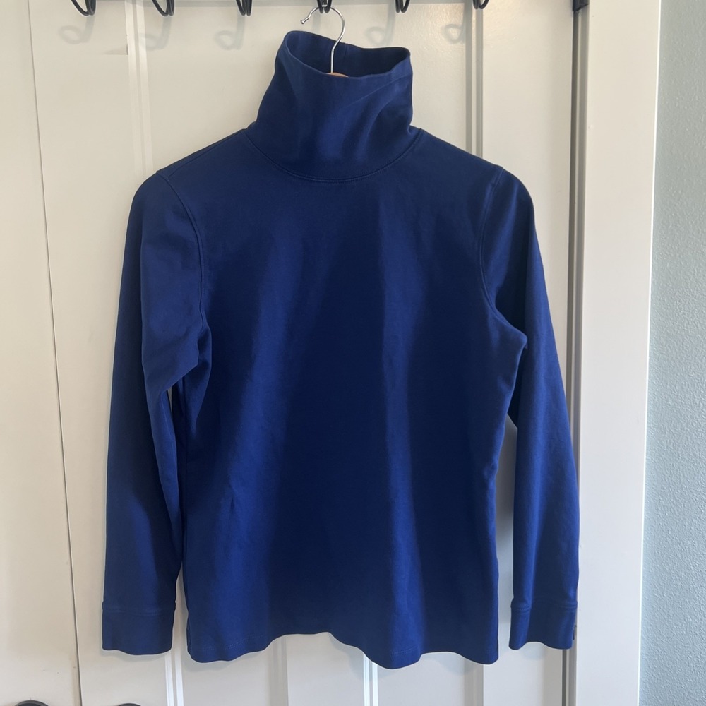 LL Bean Turtleneck Base Layer Top‎ Classic 100% Cotton Navy Blue Women's Medium